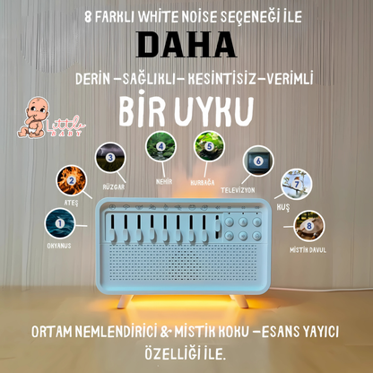 SLEEPP ™ White Uyku Dostu Doğal Ses ve Nemlendirici Gece Lambası - LITTLE BABY